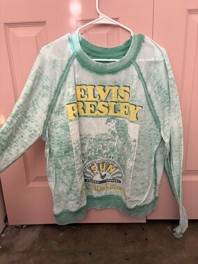 Recycled Karma Elvis Presley Green and White Sweatshirt